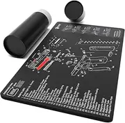 Gun Cleaning Mat for Glock - Double Thickness Gun Mat - HD Exploded Diagram Including Parts List, Lubrication Points and Disassembly Steps (20 by 12 Inches)