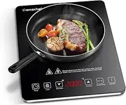 Amzchef Unique induction cooker, ultra thin induction hob with fashionable look, 9 levels of power and temperature control, polished crystal glass panel