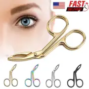 Eyebrow Tweezers Portable Scissors Shaped Hair Plucker Hairgripping Bend Tip A ♢