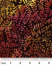 Parrot Cove Balis - Fern Brown Mult Batiks - Benartex Quilting Fabric Half Yard