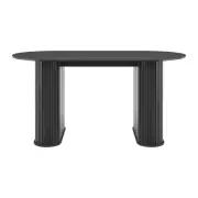 Design Square Galene Wooden Rectangular Kitchen Dining Table 160cm Slat Black