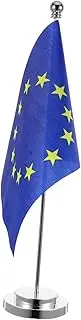 TOGEVAL Elegant Eu Flag Table Runner Desk Base Desk Flag Holder Sticks Decorative