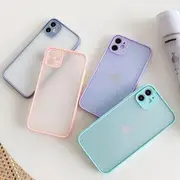 Transparent Frosted Phone Case - iPhone 12 Pro Max / 12 Pro / 12 / 12 mini / 11 Pro Max / 11 Pro / 11 / XS Max / XS / XR / X / 8 / 8 Plus / 7 / 7 Plus / 6s / 6s Plus Grayish Blue Trim - Translucent - iPhone 11