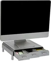 Mind Reader PC, Laptop, iMac Monitor Stand and Desk Organizer, Silver