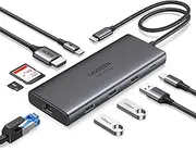 UGREEN Revodok Pro 109 USB C Docking Station, 9 in 1 Hub with 10Gbps Type A& C 3.2, 4K 60Hz HDMI, 100W Power Delivery, SD/TF Card Reader and Gigabit Ethernet for iMac, MacBook Air, iPad, iPhone 16/15