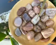 Peach moonstone tumbled stone tumble peach moonstone pebble polished pocket ston