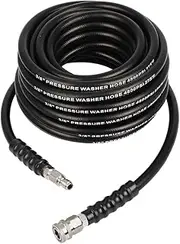 50ft Pressure Washer Hose 5000 PSI 3/8 Inch Kink Free Stainless Steel Quick Connector With Couplers Replacement Hybrid Flexible Outdoor Hose for Electric or Gas Power Washer