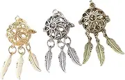 [KALLORY] Hollow Round Case for Diy Necklace 3 Pcs Holder Perfume Diffuser Pendant Aromatherapy Decor for Women