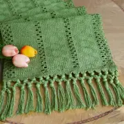 Summer Sage Green Table Runner with Tassels 72 Runner, 12" x 72",