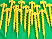 Pack of 14 - Jetec 7" Spiral Double-Hook Tent & Canopy Stakes, Yellow