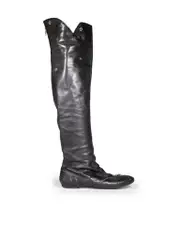 McQ Black Leather Flat Boots