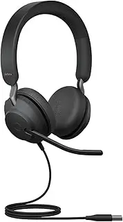 Jabra Evolve2 40 Headset – Noise Cancelling UC Certified Stereo Headphones with 3 Microphone Call Technology – USB-A Cable – Black