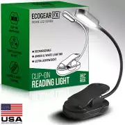 LED Reading Book Light W/Clip Flexible USB Rechargeable Bed Travel Desk Laptop