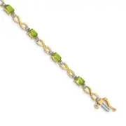 14k Yellow Gold Peridot and Natural Diamond Infinity Bracelet