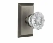 Nostalgic Warehouse Studio Plate with Crystal Glass Knob, Privacy - 2.375", Anti