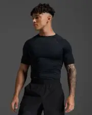 GENUINE | 2XU Mens Compression Short Sleeve Top – Black/Black