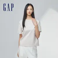 在飛比找momo購物網優惠-【GAP】女裝 Logo圓領短袖T恤-米色(874321)