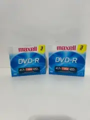 Maxell DVD-R Data Video 3 Pack of Discs Jewel Cases 4.7 GB Write Once 2 packs