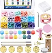 Glarks 467Pcs Wax Seal Stamp Kit, Wax Letter Seal Set with Colorful Wax Seal Beads, Wax Seal Spoon, Bear Shaped Wax Seal Mold, Candles for Envelope Letter Wedding Invitation Decor