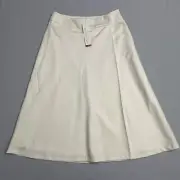 Talbots A-Line Wool Midi Skirt Womens Petite 6P Italian Flannel Fabric Ivory New