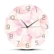 Pink Flower Petal Modern Design Wall Clock Girl Nursery Boho Chic Pastel Art