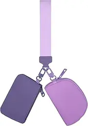 [WRIGAEL] Wristlet Wallets for Women Ladies Teen Girls Female Credit Card Holder Wallets Cute Aesthetic Unique Modern Cardholder Purse Keychain Zipper, Purple