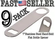 9-Pack Large 7” Flat Stainless Steel Hand Held Speed Bottle Cap Opener - NEW
