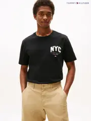Tommy Hilfiger Black Athleisure Logo Embroidery T-Shirt (H52306) | $150