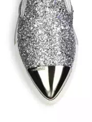 MIU MIU AMAZING SILVER GLITTER LOGO METAL CAP TOE SNEAKERS EU 40.5 I LOVE SHOES