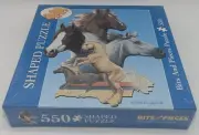 BITS And PIECES SHAPED JIGSAW PUZZLE "HORSE SHOW" PALOMINO SORREL PAINT GRAY CIB