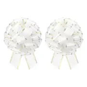 2pcs 16 Inch Large Pull Bow Metallic Ribbon with Gold Edge for Christmas,White