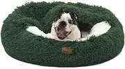 Charlie's Snookie Calming Hooded Faux Fur Dog Bed - Unique Anti-Anxiety Design, Vegan Base, 100% Recycled Polyester Filling, Eden Green - Medium 76x76x23cm