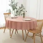 maxmill Round Checkered Tablecloth Spillproof Wrinkle Free Heavy Weight Gingh...