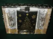 NIB Wild Eye HOLIDAY/XMAS Flask(7 oz.) and Shot Glass(2.5 oz.) Gift Set