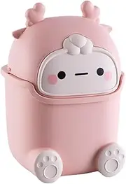 Table Waste Basket - Cartoon Desktop Trash Bin with Lid - Household Garbage Storage Waste Paper Basket for Dressing Table, Computer Table, Coffee Table