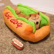 Pet Bed Hot Dog House Lounger Bed Kennel Mat Soft Fiber