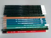 15 pcs VINTAGE ROWNEY,EAGLE,CUMBERLAND,SOVEREIGN GRAPHITE PENCILS-ENGLAND NOS