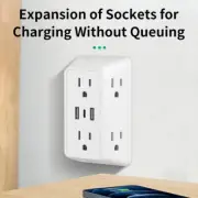 9-in-1 Power Strip with 2 USB Sockets, 1 Type-C Socket, and 6 AC Sockets.