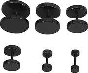 [Holibanna] 6 Set Men's Fashion Earrings Titanium Steel Earring Studs Round Ear Plugs Faux Gauges for Men Women
