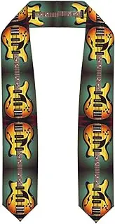 [SKKNT] Guitar Bass Music Musical Instruments Print Graduation Shawl Stole For Academic Commencements Honor Sash Congratulations Gift