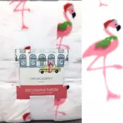 Cynthia Rowley Christmas Flamingo Throw Blanket Soft Micro Fleece Plush Holiday
