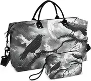 [YXYZRMY] Gothic Crows Branch Moon Travel Duffel Bag Gym Bag Sports Tote Bag with Multiple Interior Pockets Shoulder Weekender Bag for Women Men with Toiletry Bag 20.5”x 7.9”x 13.8”, Multi-Colored, one