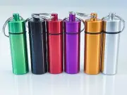 Travel Portable Alluminium Pills Medicine Tube Box Container Key Ring Holder