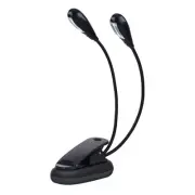 Clip On Music Stand Book Reading Mini Double Adjustable Arms Light LED Lamp DSO