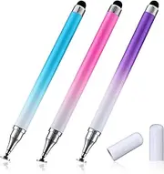 Amaxiu 2 in 1 Stylus Pens for Touch Screens,3 Pcs Stylus Pencil with Transparent Disc & Silicone Tip High Sensitivity Stylus Fine Point Stylus Pen Compatible with All Touch Devices