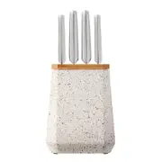 5pc Furi Cook/Chefs Knives & Stone Block Set Kitchen Utensil Sepia Terrazzo