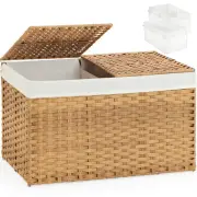 Storage Basket with Lid Wicker Baskets for Storage with 2 Separate Lid 42.3 G...