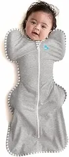 Love To Dream Swaddle Up Original, Newborn (2.2-3.8kg), Ideal for Moderate Room Temperatures (20-24°C), 1.0 TOG, Arms Up Position, Twin Zipper for Easy Nappy Changes, Grey