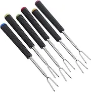 Garneck Portable Fondue Fork Set 6pcs Stainless Steel Cheese Roast Forks Skewers for Family BBQ Camping