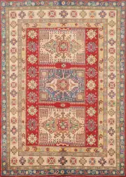 Artisan Kazak Pakistani Rug Wool Hand-Knotted Craftsmanship 5x7 ft